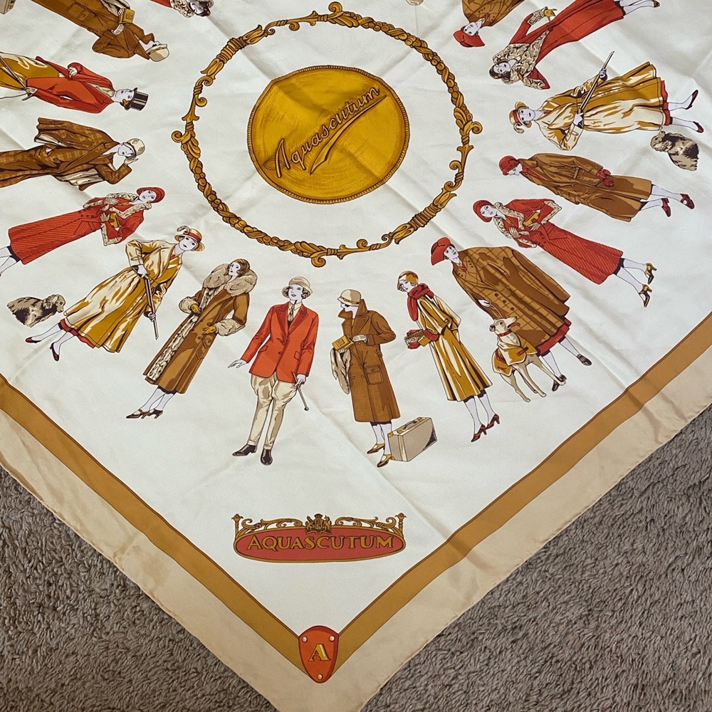 VTG 70’s Aquascutum 1920s Fashion Girls Ladies Silk Scarf - Picture 6 of 9